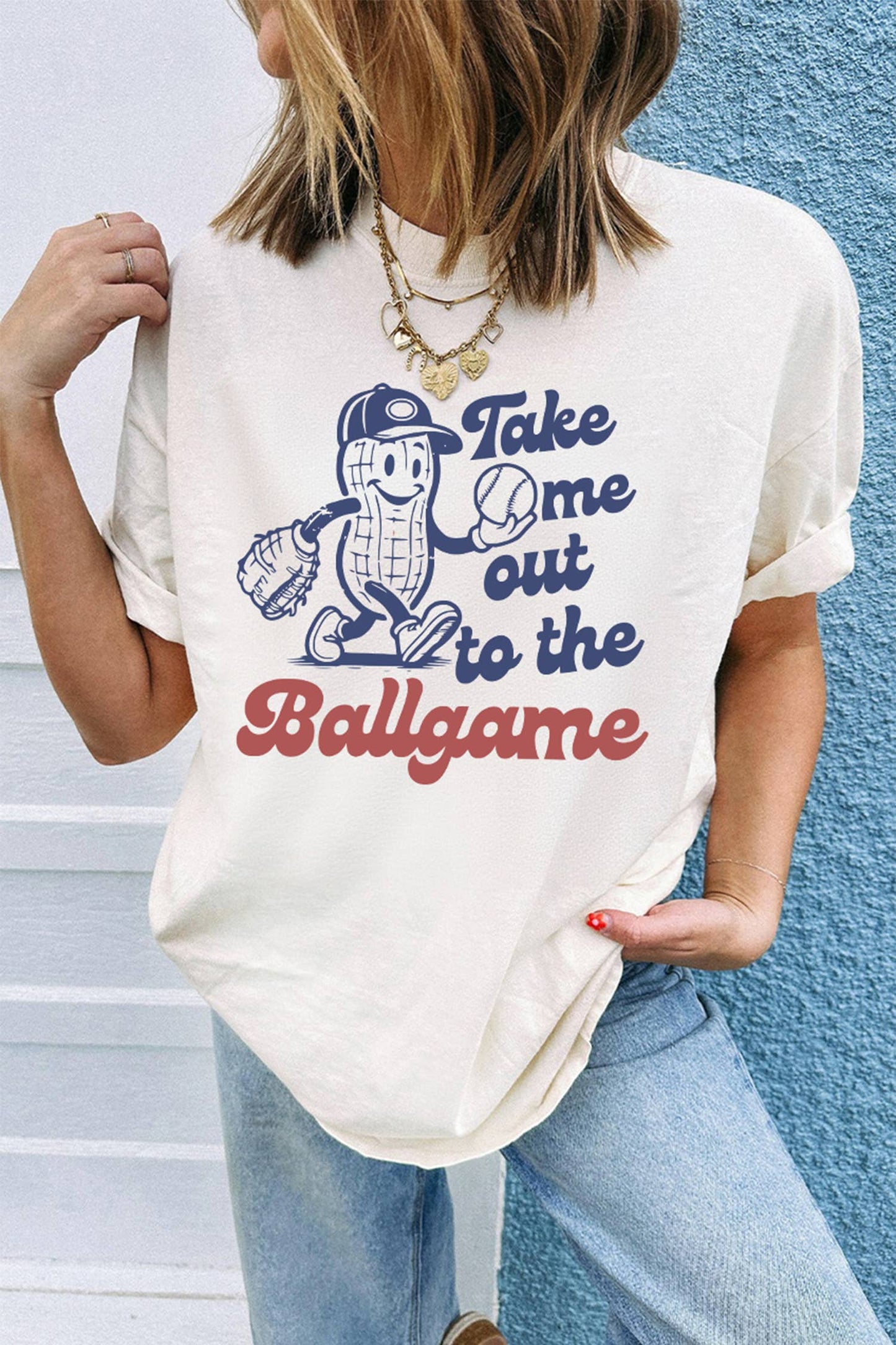 Take me out to the Ballgame Casual Tee: White