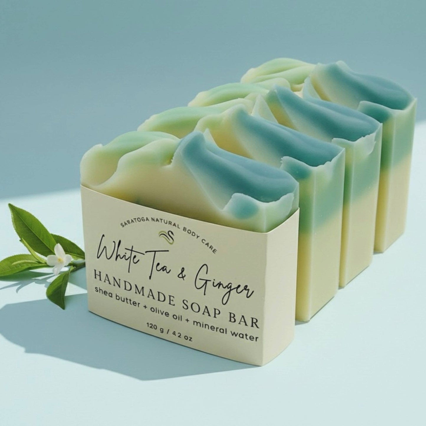 White Tea Ginger Handmade Soap Bar VEGAN COLD PROCESS