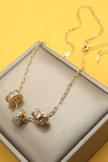 18K STAINLESS STEEL TARNISH FREE BARREL NECKLACE | 40NK9639: GOLD