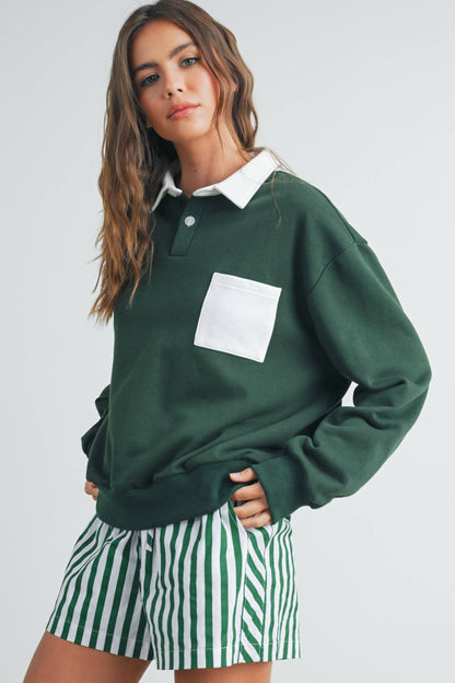 Striped Drawstring Pocket Boxer Shorts - BMP7534: GREEN / IVORY