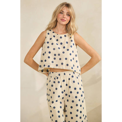 Ocean Breeze Polka Dot Set: Cream/Navy