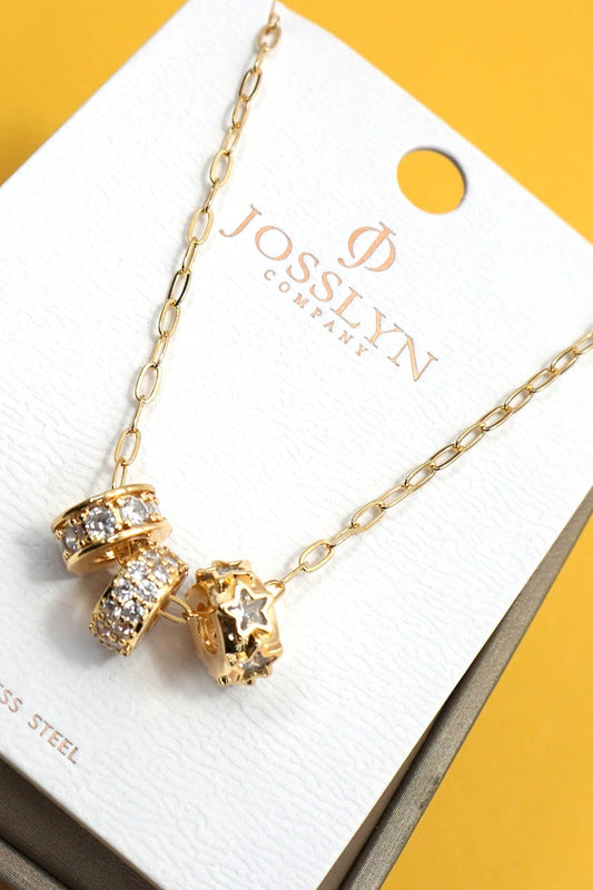 18K STAINLESS STEEL TARNISH FREE BARREL NECKLACE | 40NK9639: GOLD
