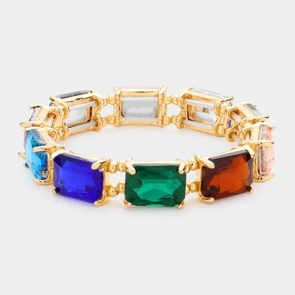 Emerald Cut Stone Stretch Evening Bracelet: AQAB