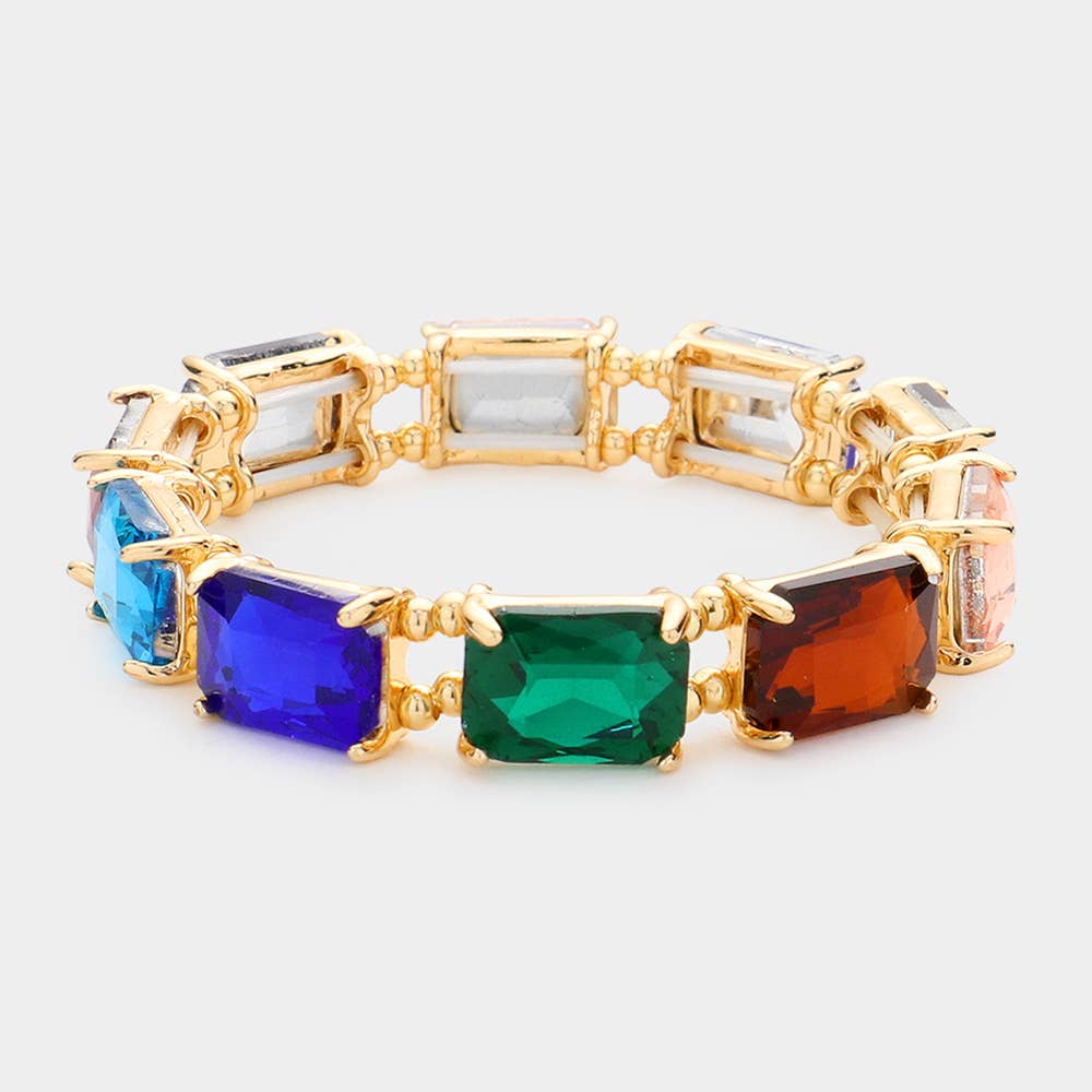 Emerald Cut Stone Stretch Evening Bracelet: BUAB