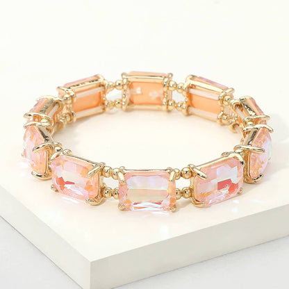 Emerald Cut Stone Stretch Evening Bracelet: OPMU