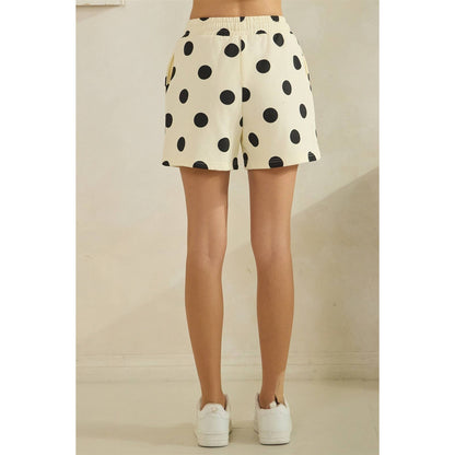 Polka Dot Sweatshorts: Cream/Black
