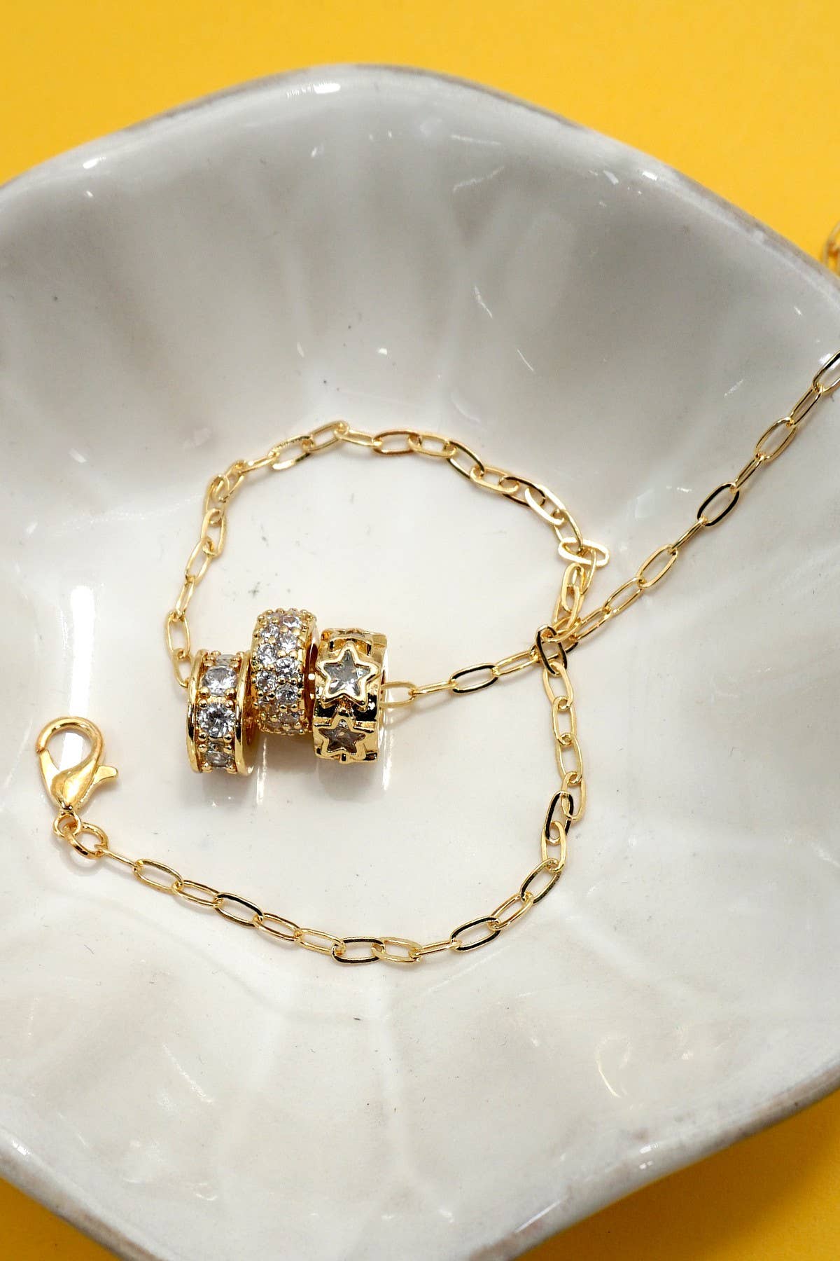 18K STAINLESS STEEL TARNISH FREE BARREL NECKLACE | 40NK9639: GOLD
