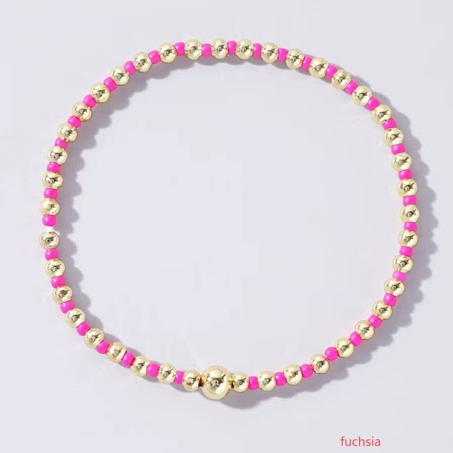 BOHO COLORFUL BALL BEADED BRACELET | 40B5223: Black