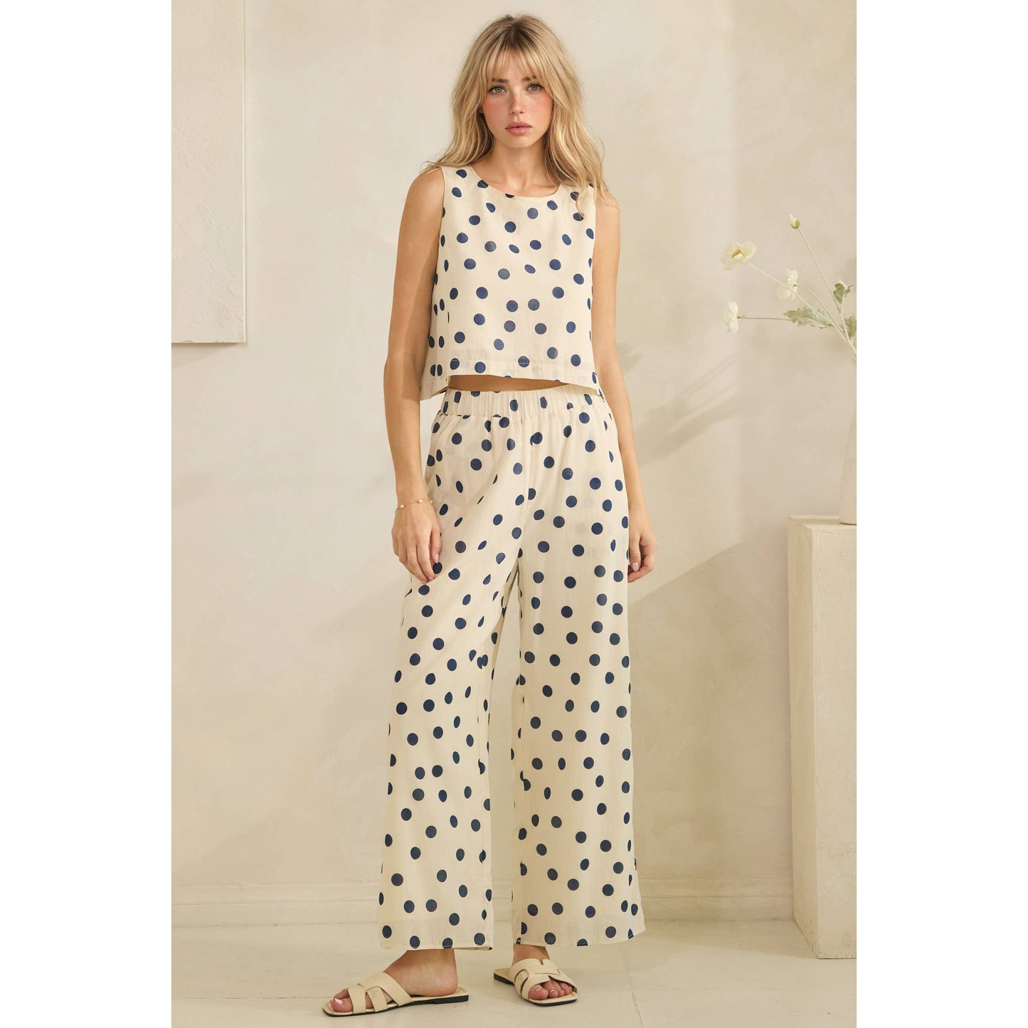 Ocean Breeze Polka Dot Set: Cream/Navy